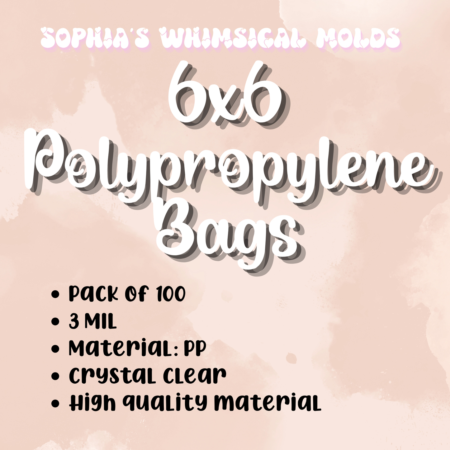 6x6 Polypropylene Bags — 3mil Thickness (Pack of 100)