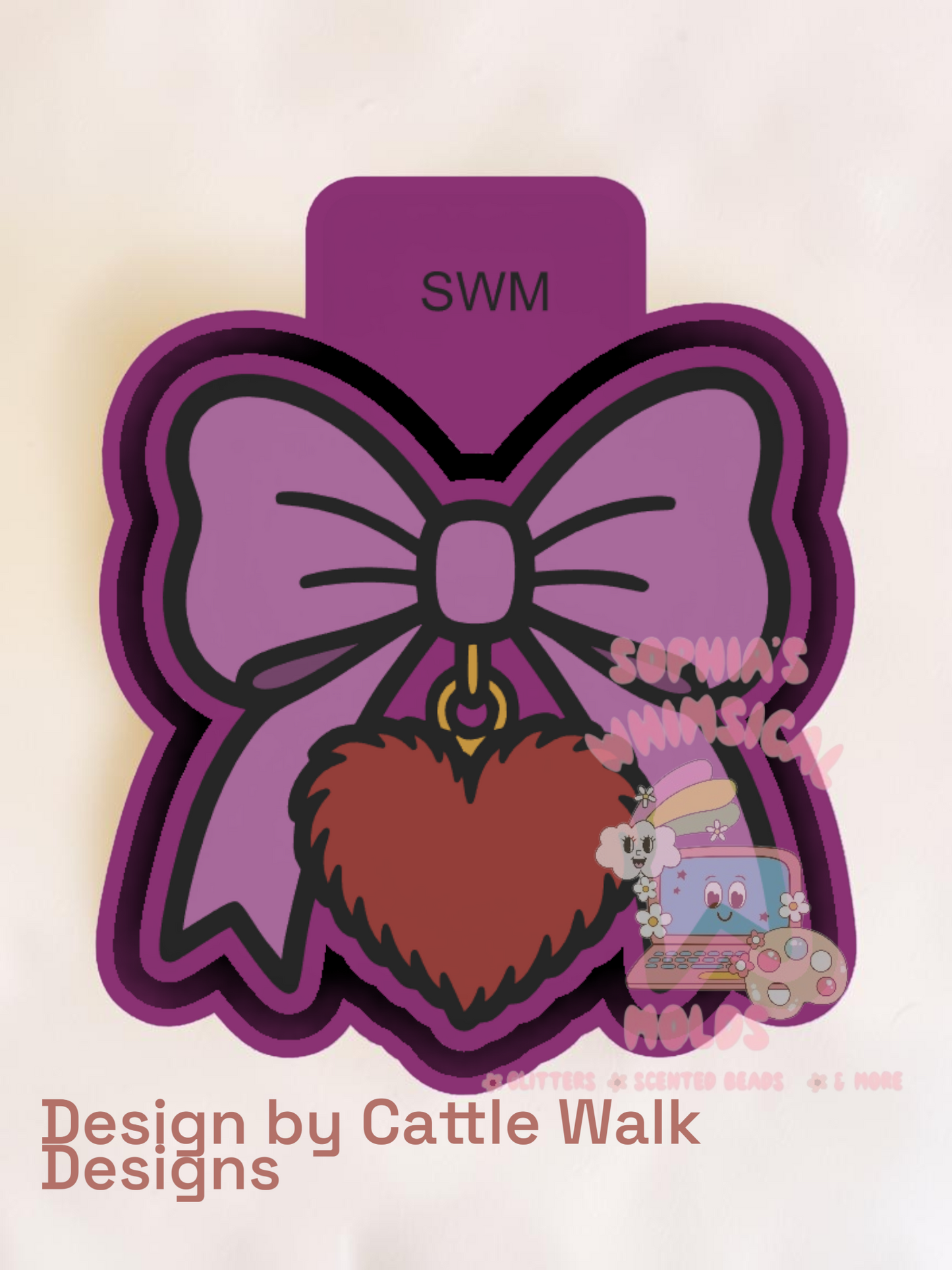 Bow Fuzzy Heart Locket - Premium Silicone Mold