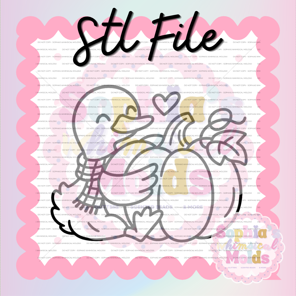 Goose Hugging Pumpkin STL - PNG/STL Digital Files
