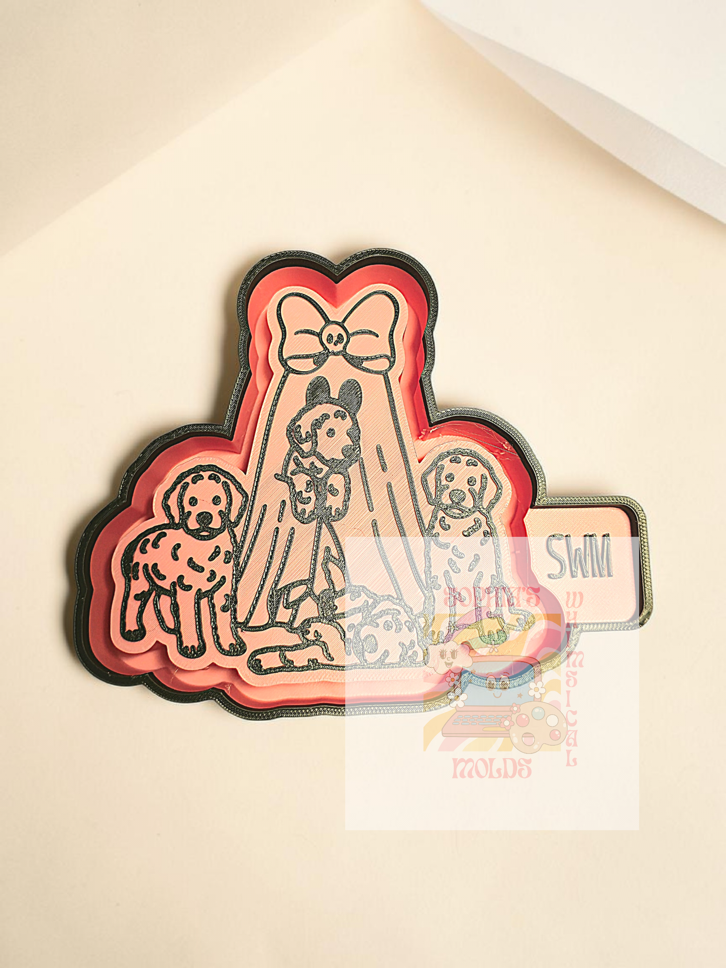 Spooky Ghost with Goldendoodles Puppies - Premium Silicone Mold