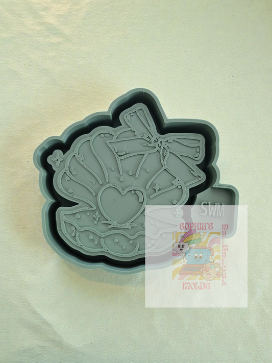 Shell with Heart Pearl with Ribbon - Premium Silicone Mold