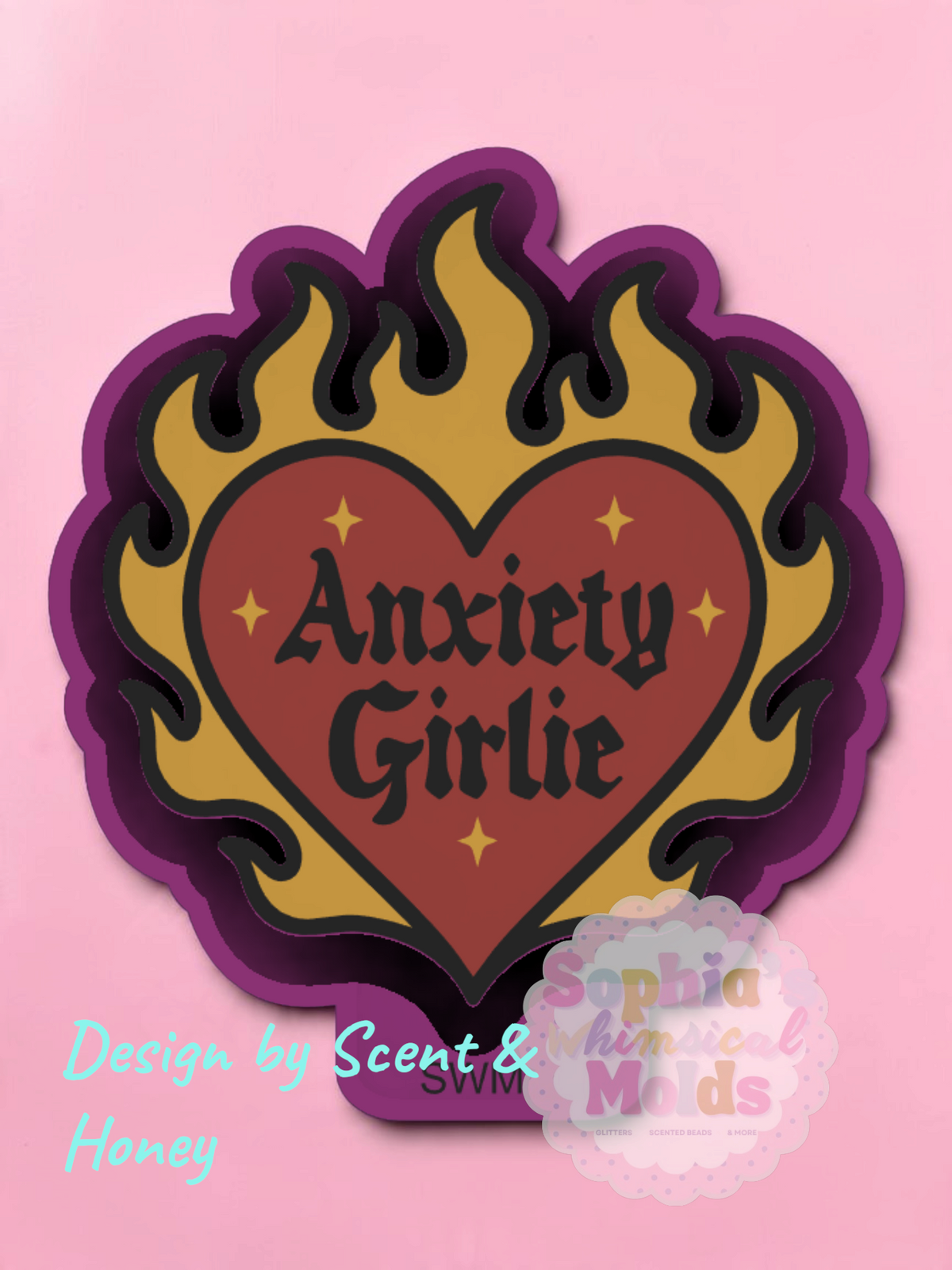 Anxiety Girlie Flaming Heart - Premium Silicone Mold