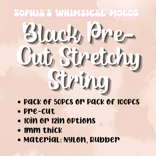 Black Pre‑Cut Stretchy String — 10in or 12in
