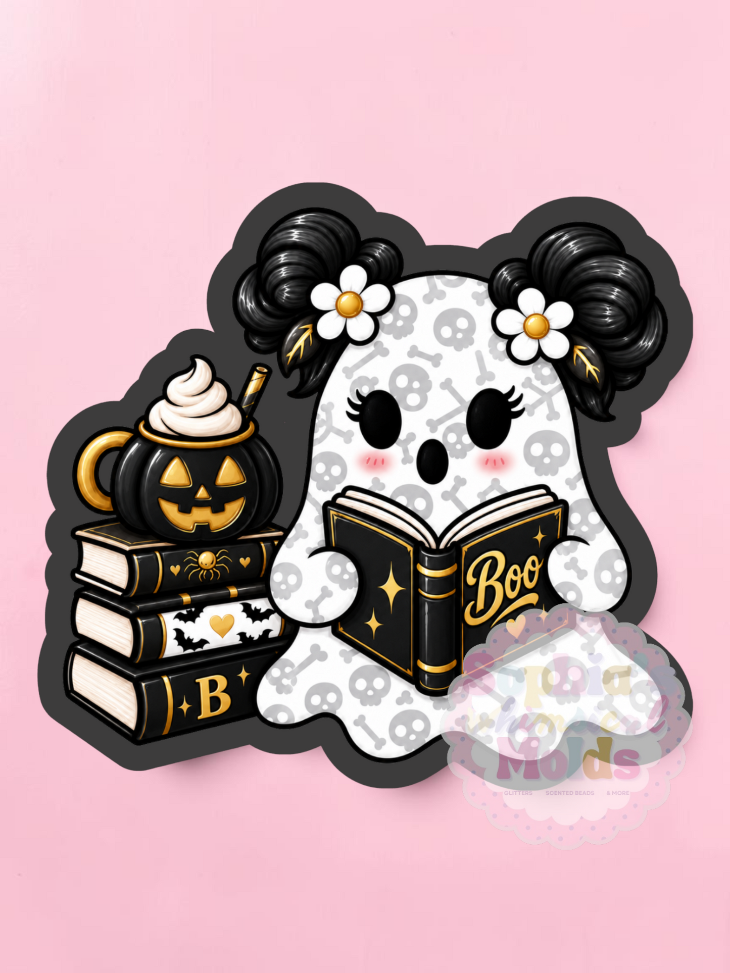 Book Ghost Pumpkin - Cardstock Inserts for Silicone Mold