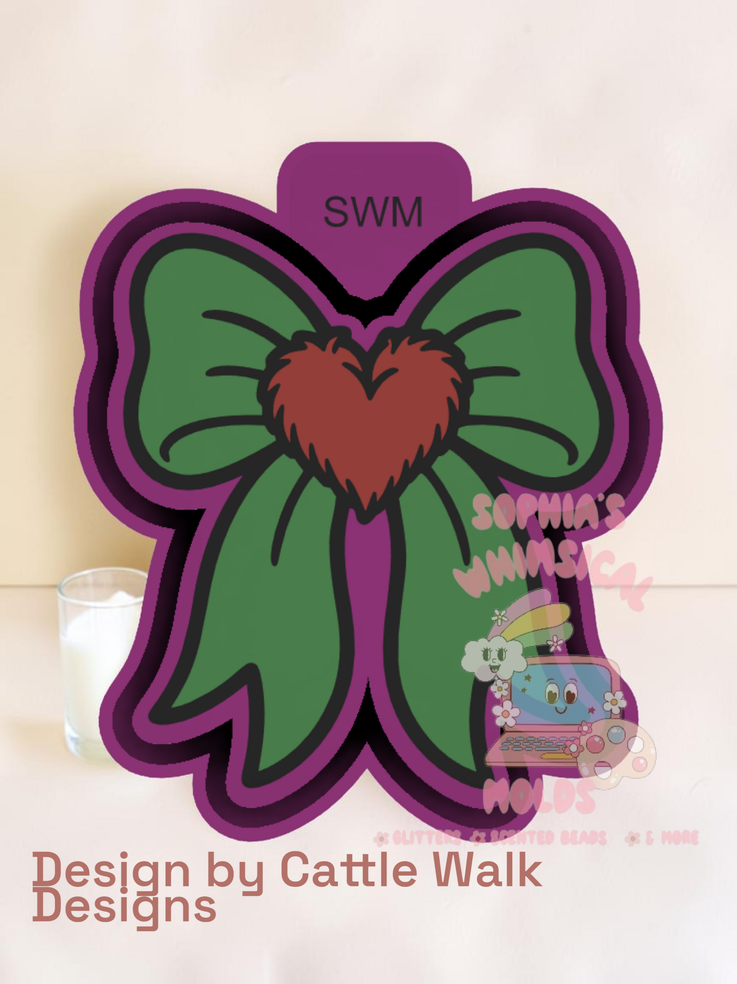 Bow Small Fuzzy Heart - Premium Silicone Mold