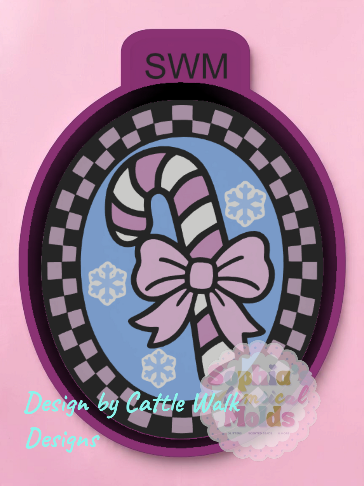 Candy Cane Checkered Frame - Premium Silicone Mold