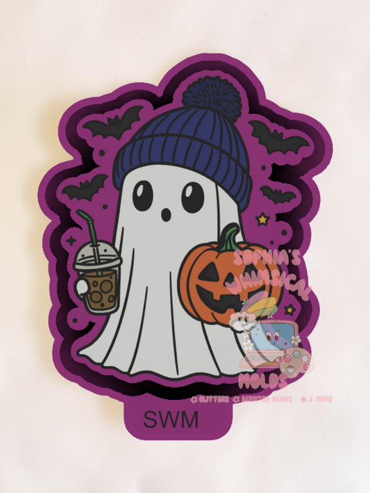 Ghost with Pom Hat & Drink - Premium Silicone Mold