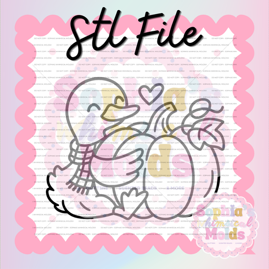 Goose Hugging Pumpkin STL - PNG/STL Digital Files