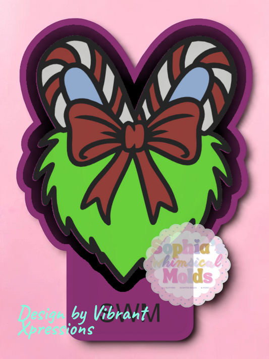 Mean and Green Candy Cane Heart - Premium Silicone Mold