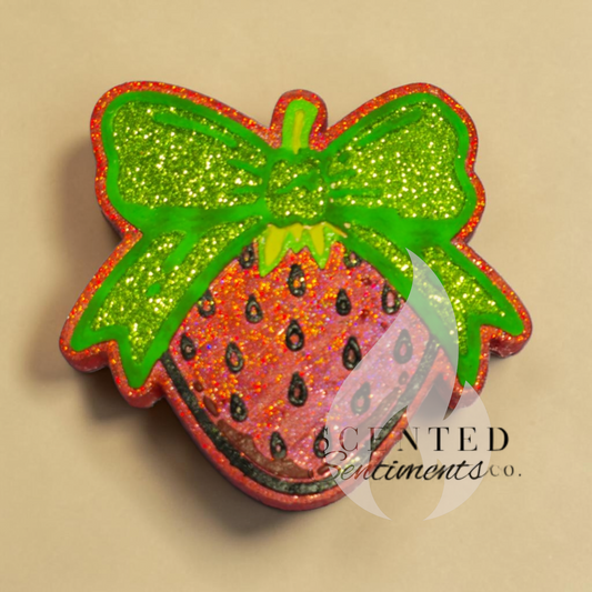 Cute Strawberry with Bow - Premium Scented Car Freshie