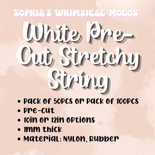 White Pre‑Cut Stretchy String — 10in or 12in