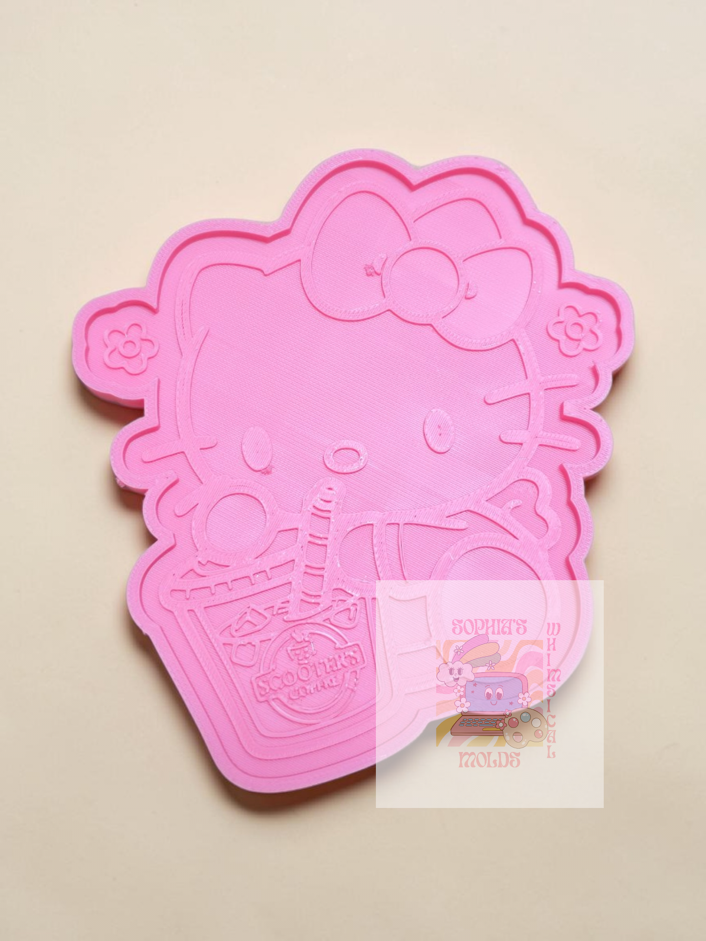 Hello Kitty Drinking Iced Coffee Scooters Insert - Premium Silicone Mold