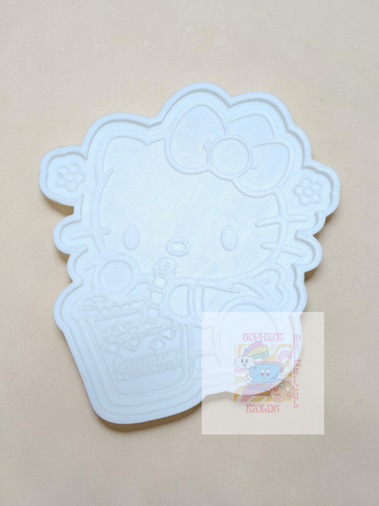 Hello Kitty Drinking Iced Coffee Dunkin Donuts Insert - Premium Silicone Mold