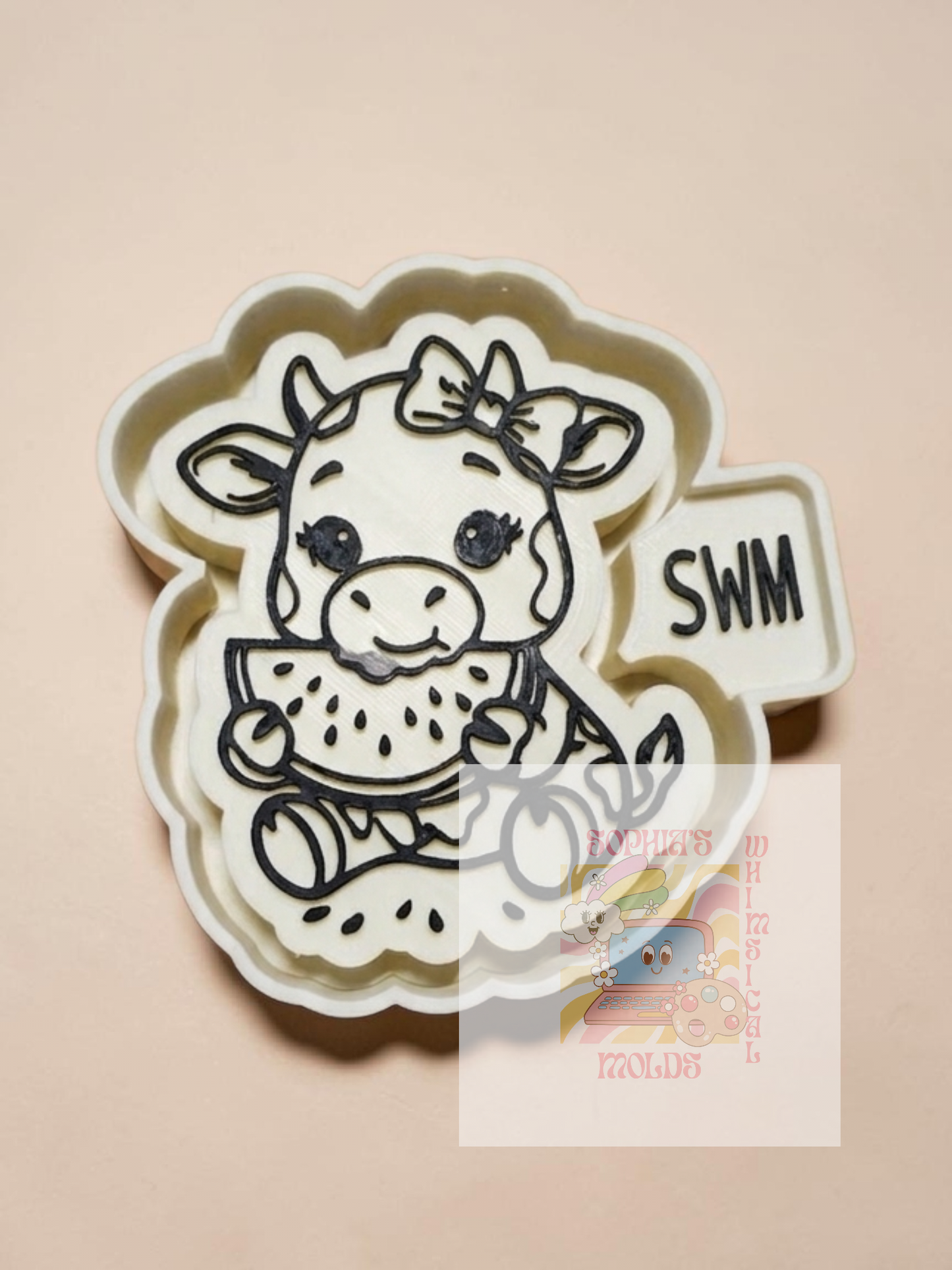 Miss Moo Bell Eating Watermelon - Premium Silicone Mold