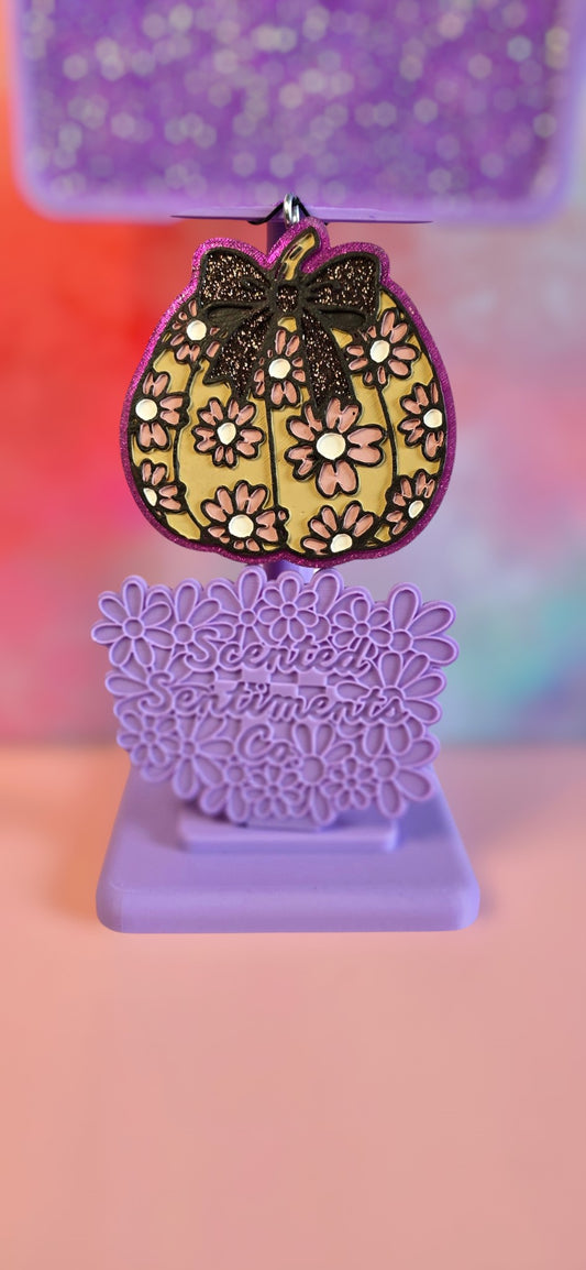 Pumpkin with Flowers Bow - Premium Car Air Freshener