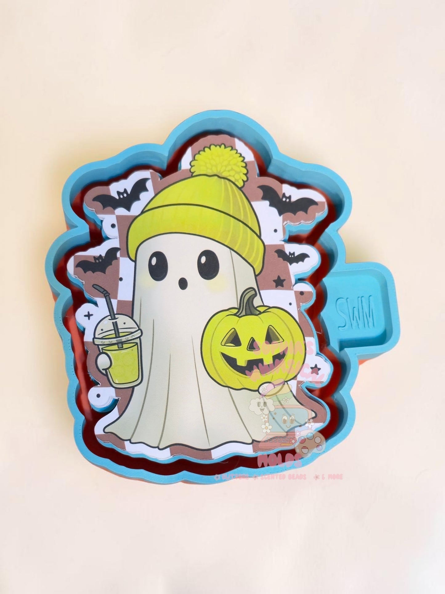 Ghost with Poof Hat and Pumpkin - Cardstock Premium Silicone Mold