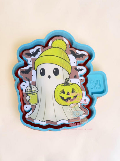 Ghost with Poof Hat and Pumpkin - Cardstock Premium Silicone Mold
