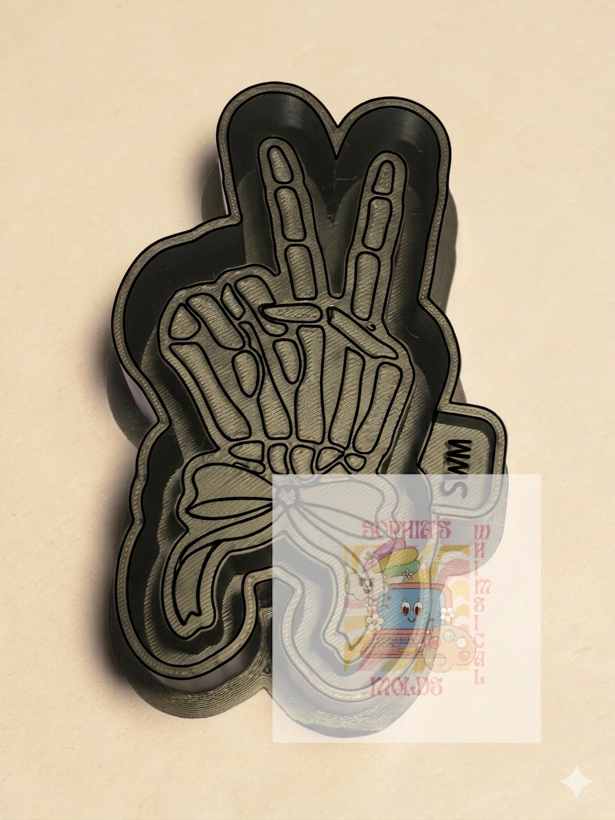 Skelly Peace Hand with Bow - Premium Silicone Mold