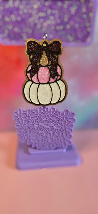 Stacked Pumpkins with Bow - Premium Car Air Freshener