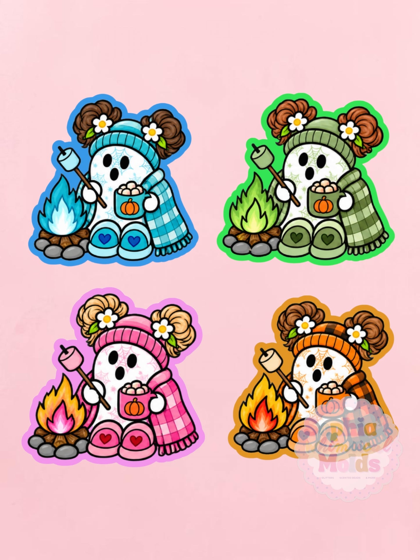 Camping Ghost - Cardstock Inserts for Silicone Mold