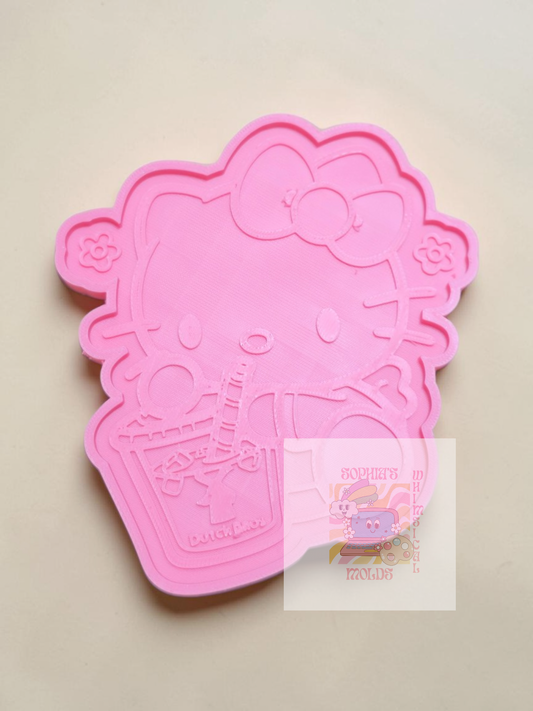 Hello Kitty Drinking Iced Coffee Dutch Bros Insert - Premium Silicone Mold