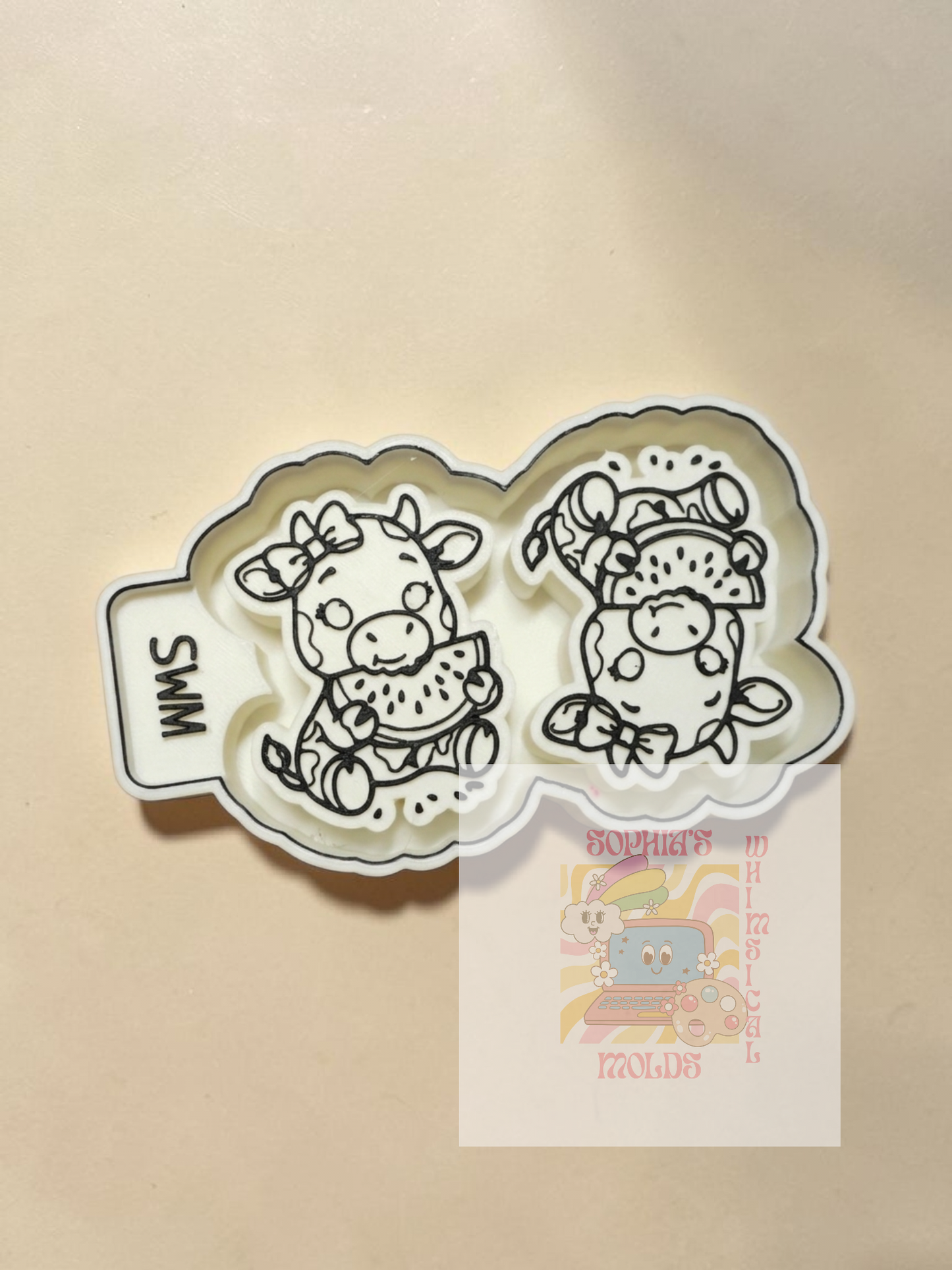 Miss Moo Bell Eating Watermelon Vent Clips - Premium Silicone Mold
