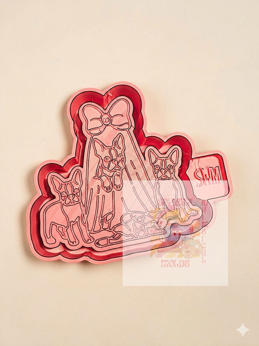 Spooky Ghost with Frenchie Puppies - Premium Silicone Mold