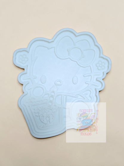 Hello Kitty Drinking Iced Coffee Starbucks Insert - Premium Silicone Mold