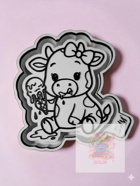 Miss Moo Bell Eating Ice Cream - Premium Silicone Mold