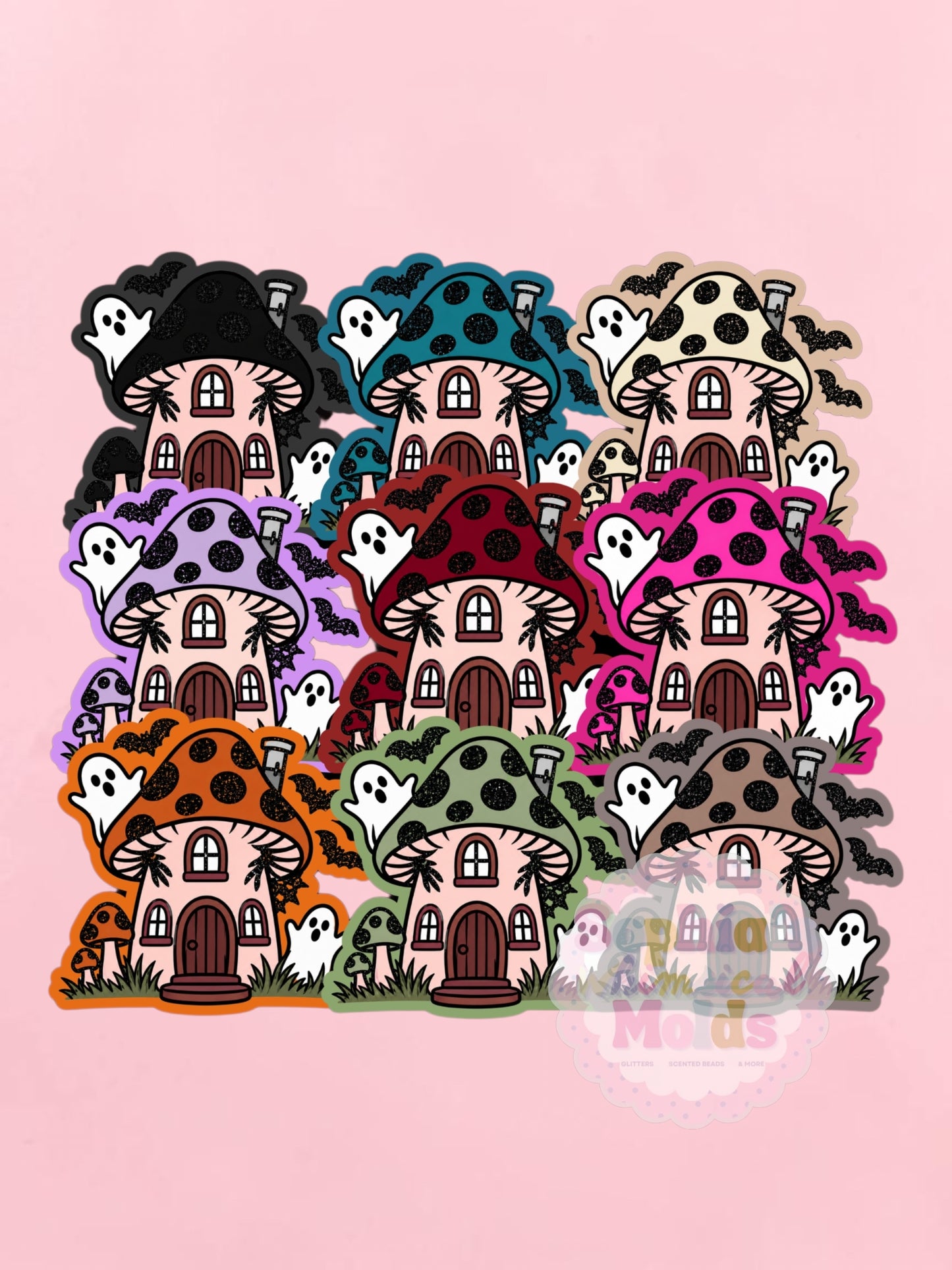Mushroom Haunted House - Cardstock Inserts for Silicone Mold